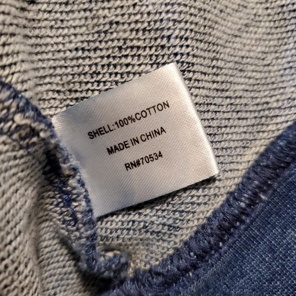 Orvis blue denim 1/4 zip pullover with elbow patches cotton size L - Picture 9 of 9